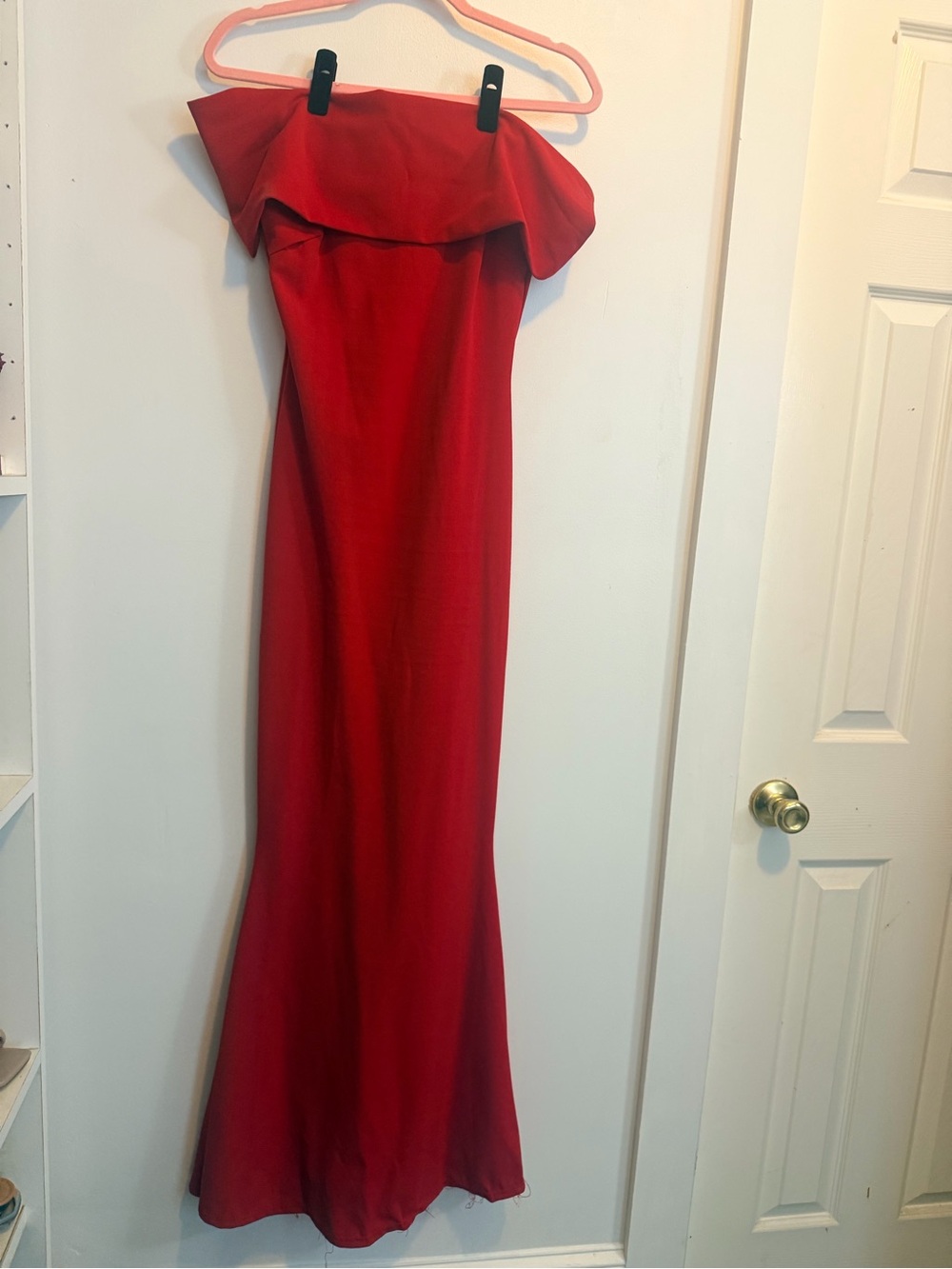 Fashion Nova Red Strapless Fold-Over Gown